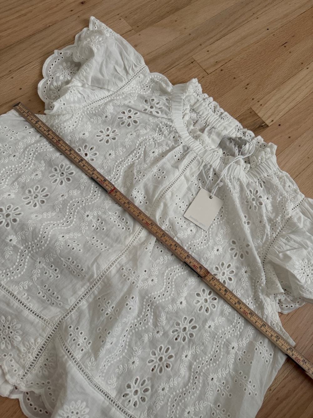 Jennifer & Grace Eyelet Cottagecore Cotton Blouse Top Size XL White Minimalist - Picture 9 of 10